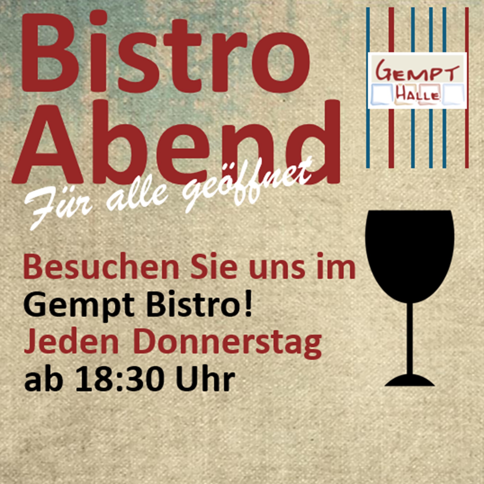 Gempt-Halle – Bistro geöffnet